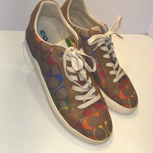 Coach Lowline MENS Monogram Rainbow SZ 11B 🌈Pride LGBT 🏳️‍🌈Leather Sneakers